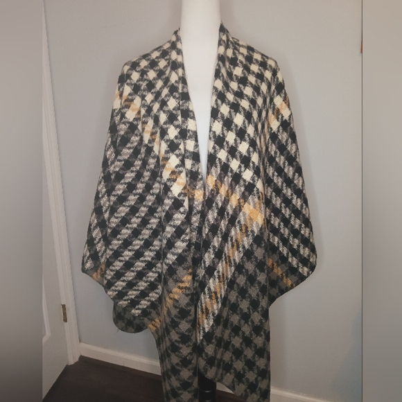 Styline Accessories - Styline Houndstooth Open Front Poncho